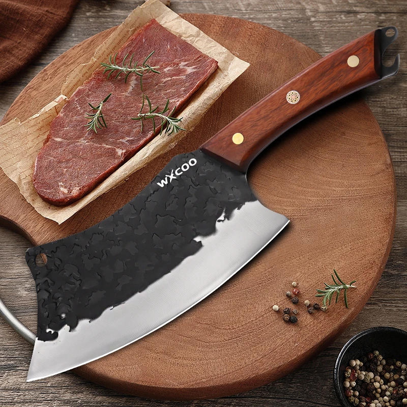 WXCOO Professional Kitchen Knife Set Hand-forged Butcher Chef Meat Cleaver Cooking Bone Cutter Fruit Slicer Fishing Knife 1~7pcs