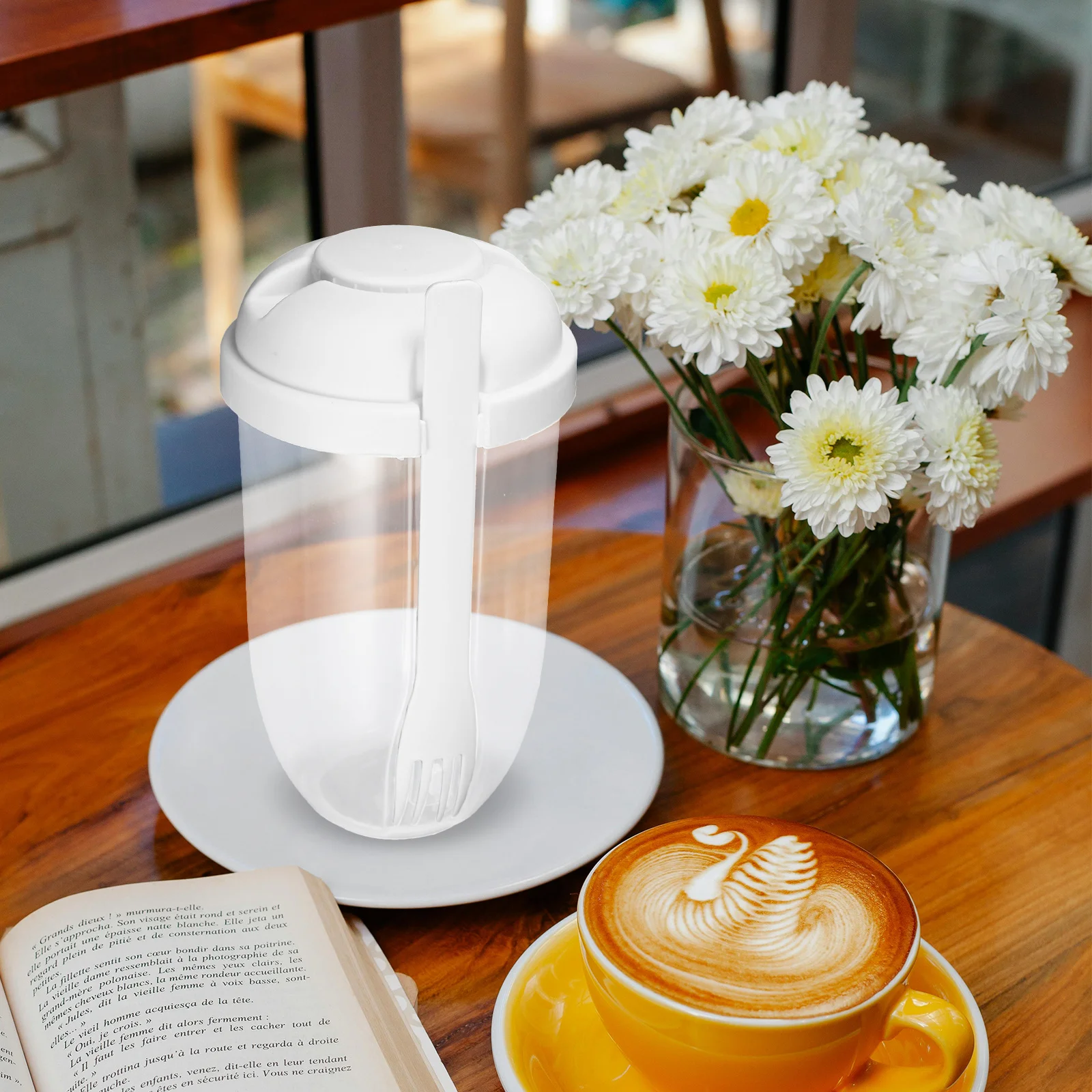 

Breakfast Cup Portable Salad Bowl With Fork Leakproof For Fresh Salad On-The-Go Fruit Containers Lunch Container Mason Jar