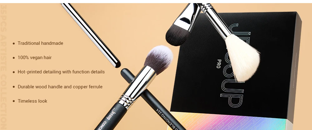 Jessup Makeup Brushes Set Professional 35pcs Premium Synthetic Labeled Make up Brush for Foundation Eyeshadow Concealer Contour