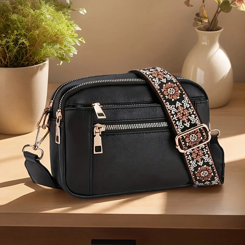 

Women's Retro Fashion Classic Multifunctional Bag, Zipper Shoulder Strap Crossbody Bag, Small Square Bag, Suitable For Office