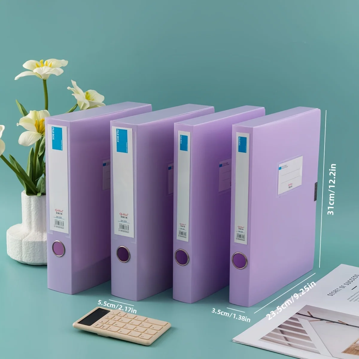 4 قطع من مجلدات الملفات الملونة Morandi A4 - منظم مستندات بلاستيكي سميك للمحاسبة والعقود واللوازم المكتبية، مقاس 35/55 مم