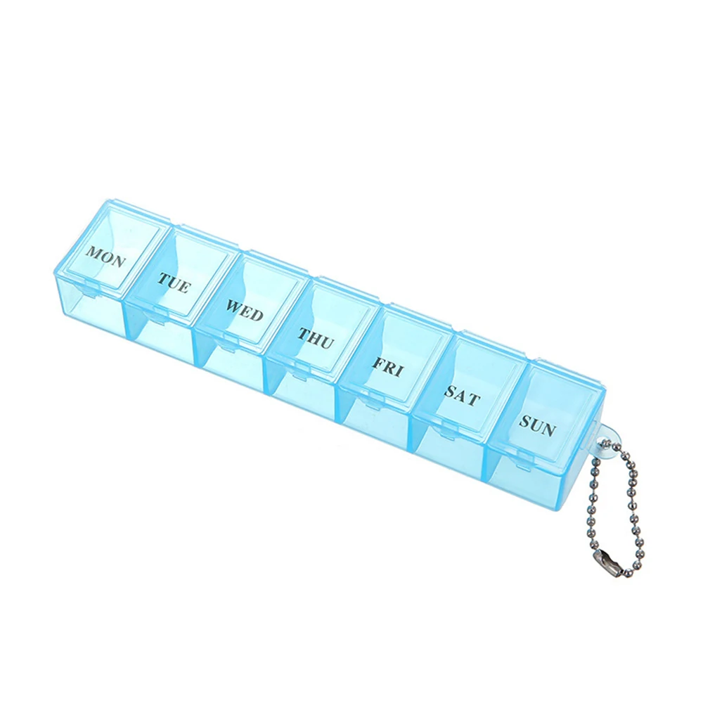 7 Tage Pillen-Medizinbox, wöchentlicher Tablet-Halter, Aufbewahrungsorganisator, Behälter, Pillendose, Splitter, 3 Farben, Pillenetui, Organizer – Detail 3