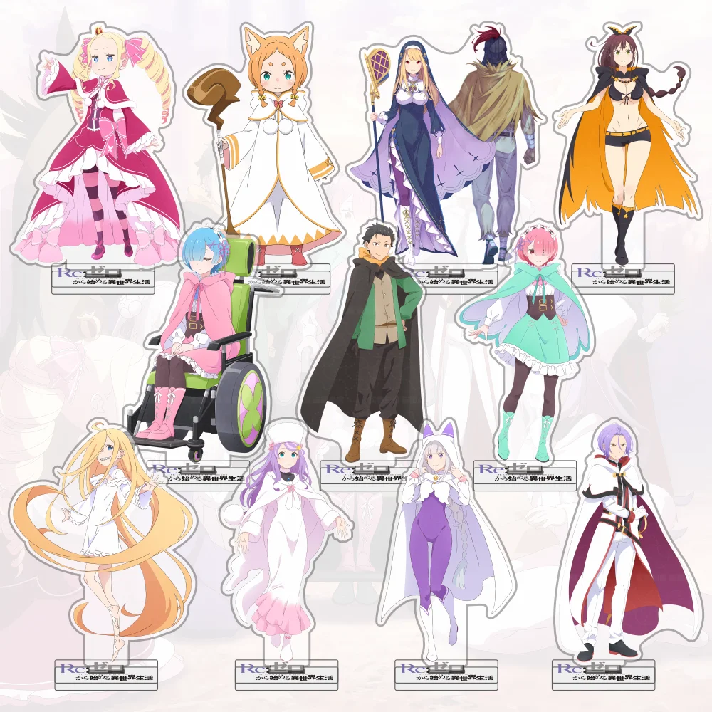 Re:Zero - Démarrez la vie dans un autre monde ‌   Porte-clés support acrylique Subaru Natsuki Emilia Rem Ram Beatrice Fans Anime Manga cadeaux