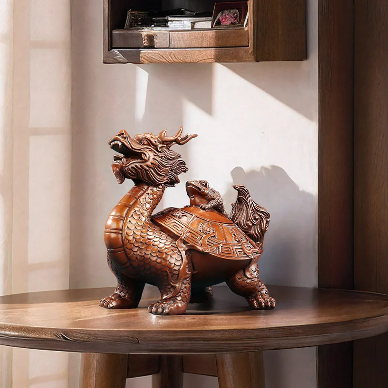 PYJ copper eight treasures dragon turtle ornament Chinese home desktop dragon turtle decoration craft gift