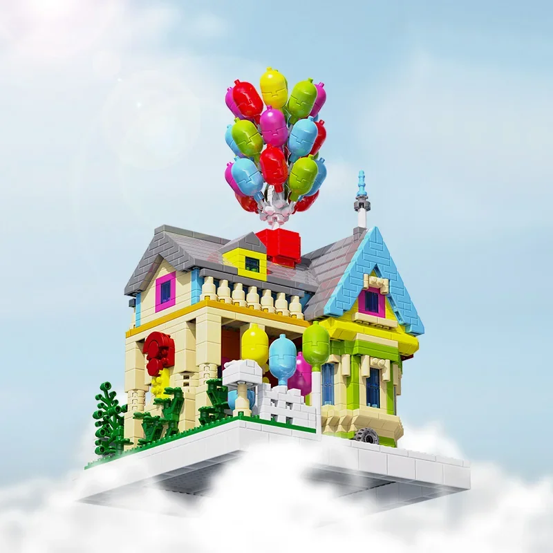 

Balloon Flying House Micro Building Blocks Set Classic Animation Creative City Street View Bricks Toy Birthday Gifts for Kids