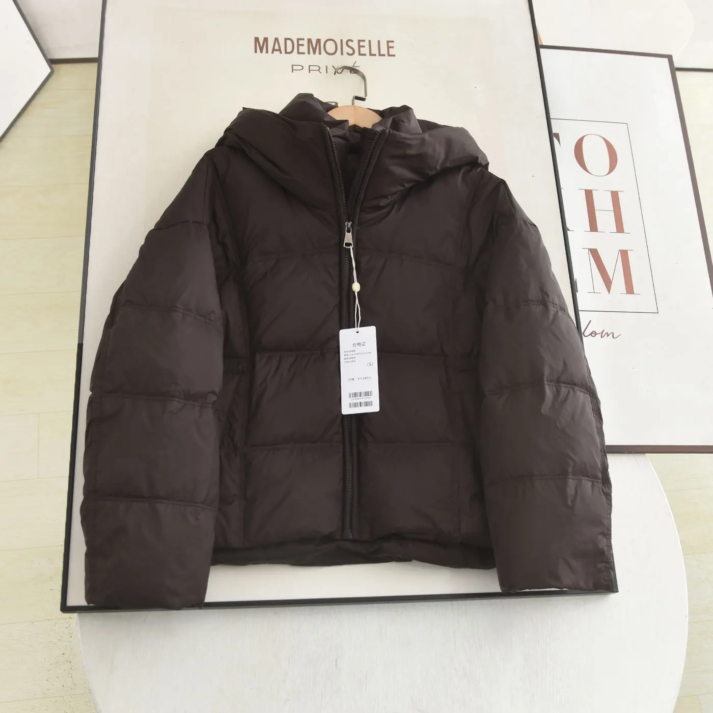 

Повседневное женское пальто Burden Sle down Jaet кофейного цвета, простое теплое длинное пальто обычной длины на молнии