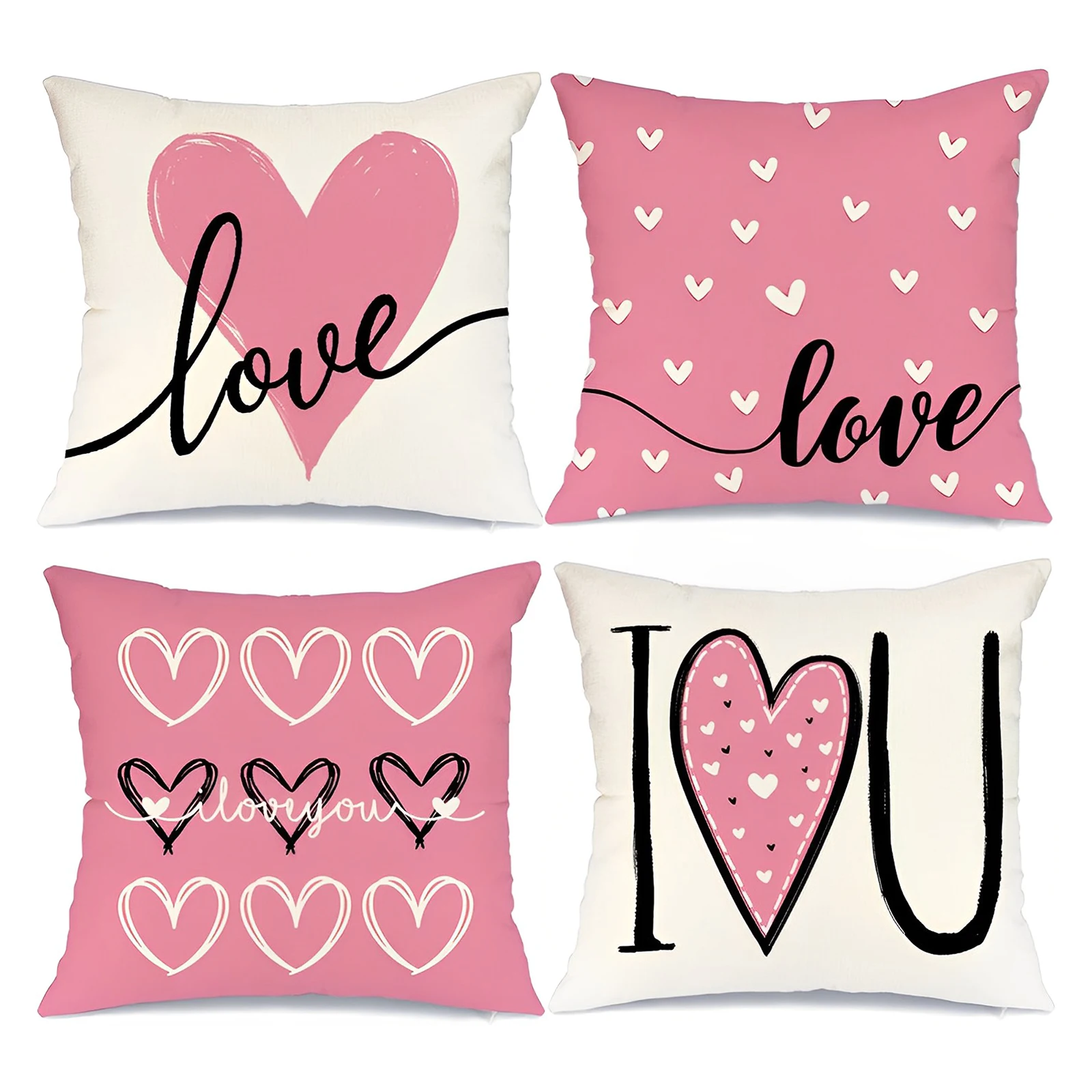 

Valentine's Day Linen Pillowcase Love Letter Printing Living Room Sofa Bedroom Pillowcase 45x 45cm