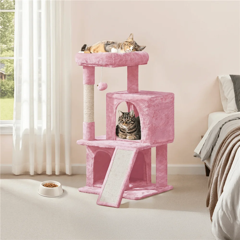 

1PC 36inch Multilevel Cat Tree Cat Tower With Double Condos And ching Post