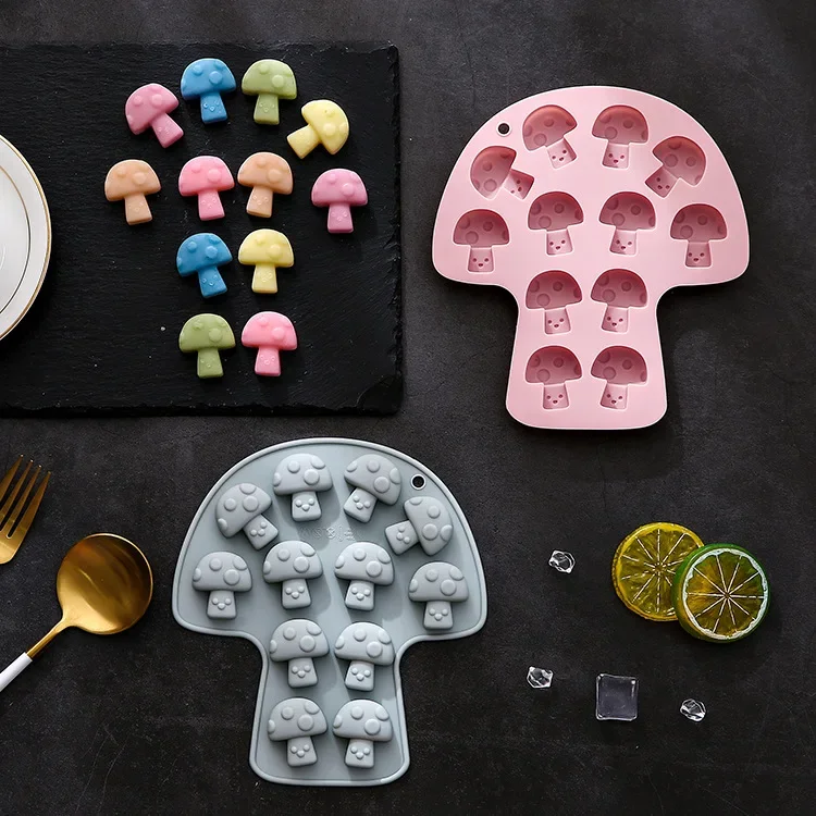 12-hole Simple Mushroom Shape Silicone Mold  Fondant Cake Chocolate Mold Ice Cube Cake Mould  Baking Accessories and Tools