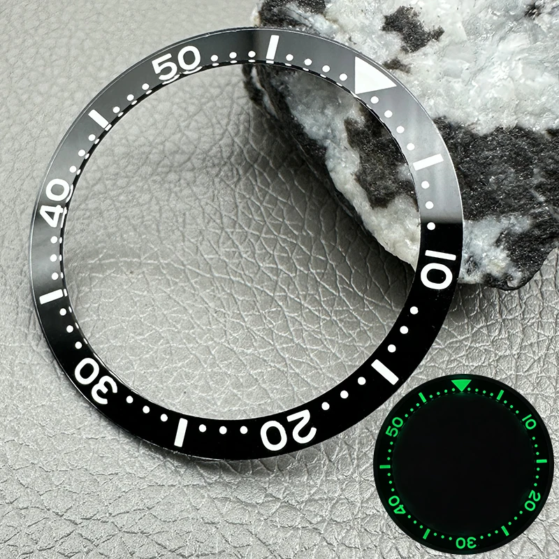 Mod 38mmX31.5mm Flat Acrylic Watch Bezel Insert Green Luminous NH35 Bezel Fits SKX007 SKX009 SRPD Watch Case Replacement Ring - view 5