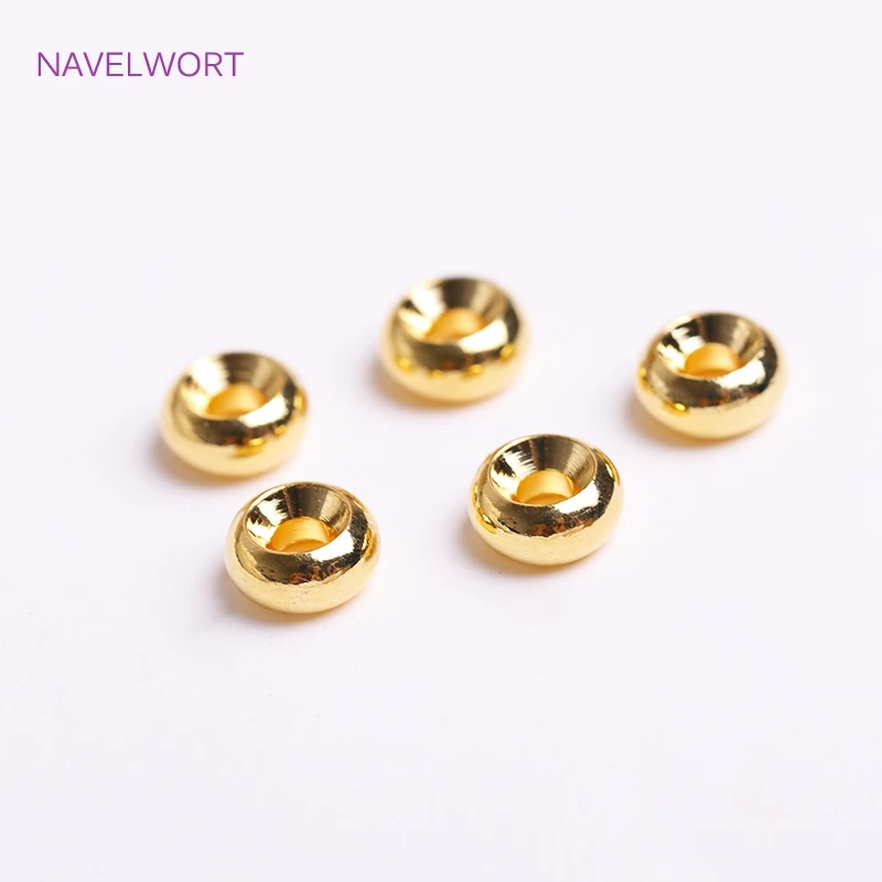 6mm18K Gold Plated Concave Spacer Beads Brass Roundel Stripe Beads For Bracelet Necklace Making Accessories