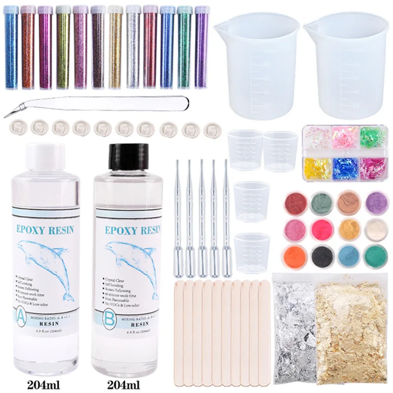Silicone Molds Starter Kit with 1:1 Clear Epoxy Resin for Office Home Decor Art Craft DIY Jewelry Making Supplies Resin Moulds