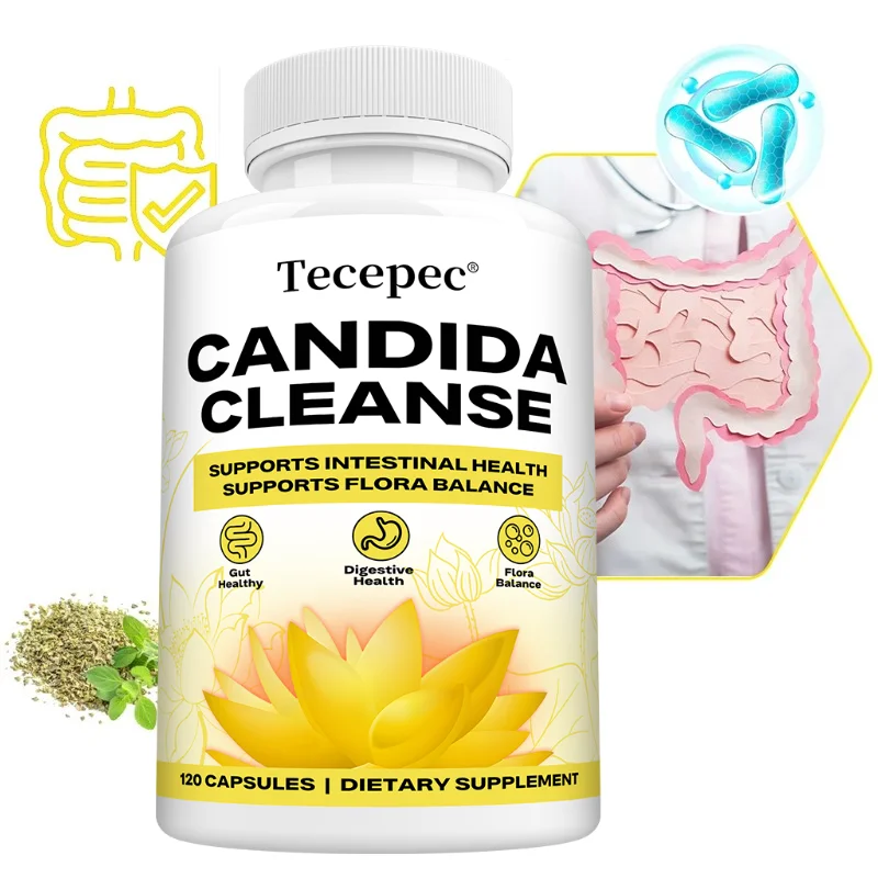 Candida Cleanse Detox Capsules, Supports Colon & Intestinal Balance, Eases Bloating & Constipation, Boosts Energy & Immunity