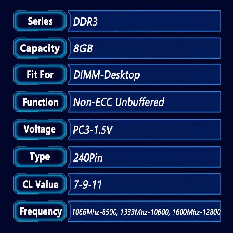 LDYN DDR3 8GB Desktop Memory Ram PC3 1066 1333 1600Mhz 8500 10600 12800 1.5V 240Pin Non-ECC DIMM Memoria Ram