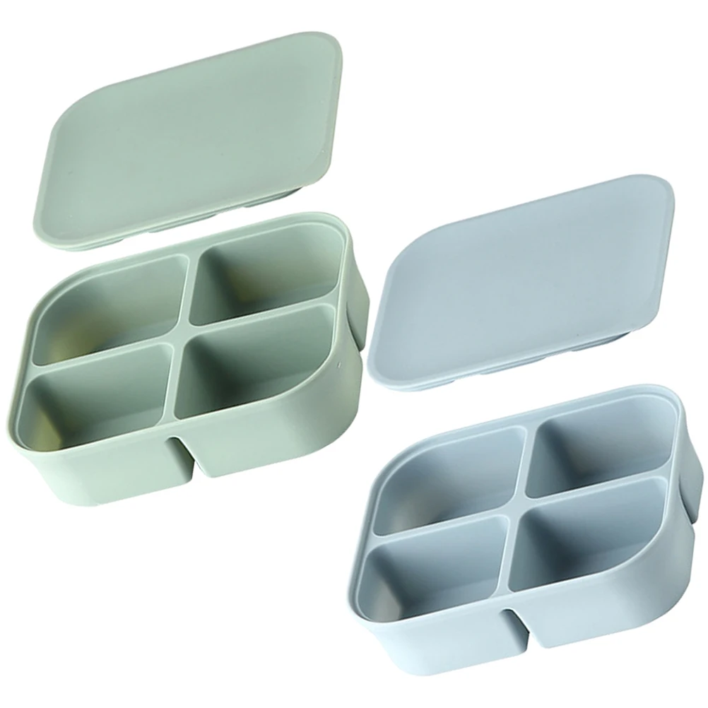 

2pcs Cube Tray Silicone Baby Food Freezer Box Reusable Storage Household Freezer Box Container Kitchen Mold Space Saving