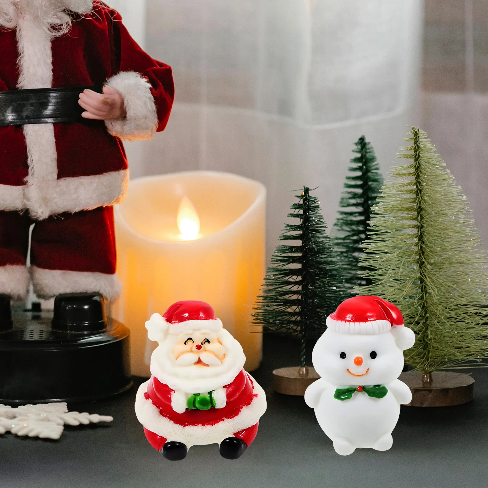 

6 Pcs Snowman naments Resin Mini Christmas Adornment 3 Bow 4 Trumpet 2 Snowmen 13 14 Santas Xmas Decor Gifts Home