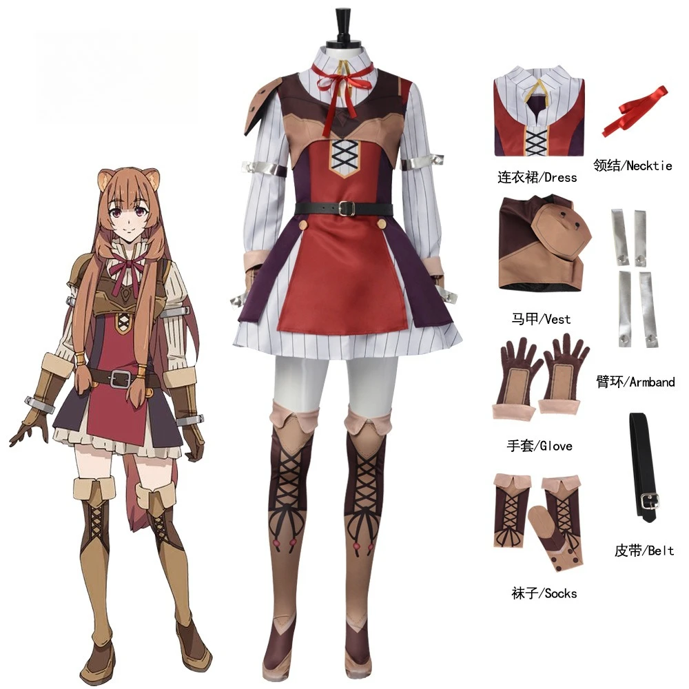 

Shield Hero Raphtalia Cosplay Costume - Anime Role Play Outfit with Chest Armor Japanese Manga Character Cos Costume for Fans