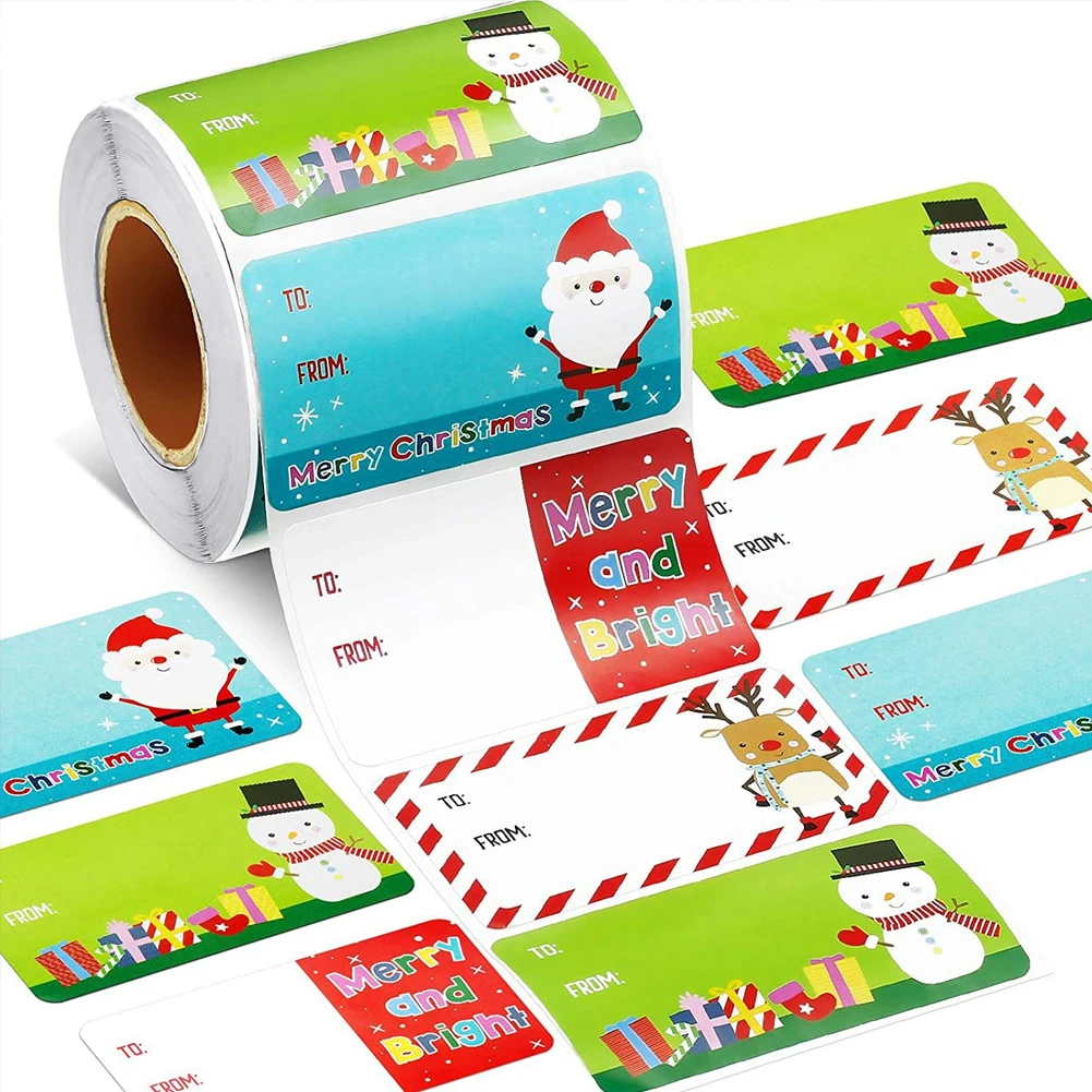 500 Sheets Merry Christmas Gift Name Tags Greeting Present Seal Lable Stickers Gift Box Package Decoration DIY Xmas Sticker