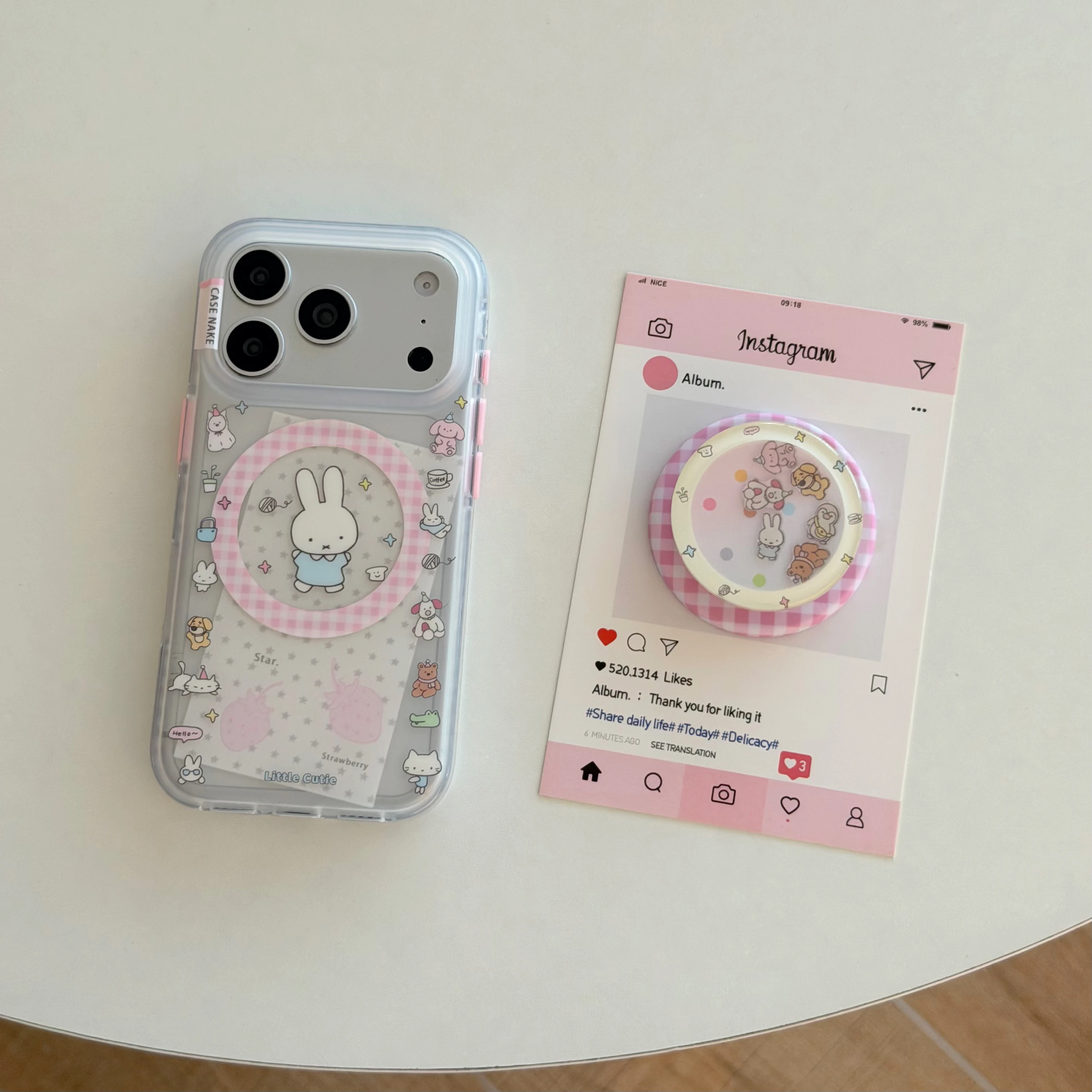 Ins Lovely Cartoon Rabbit Magnetic Phone Case For iPhone 17 Pro 16 15 Pro Max Shockproof Cover With Sweet Small Animals Stand