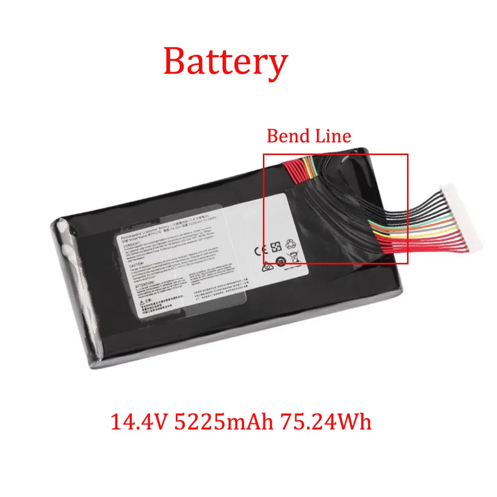 

Laptop Battery For MSI GT83 TITAN 8RF 8RG GT83VR 6RE 6RF 7RE 7RF Titan SLI 14.4V 5225mAh 75.24Wh Black New Bend Line