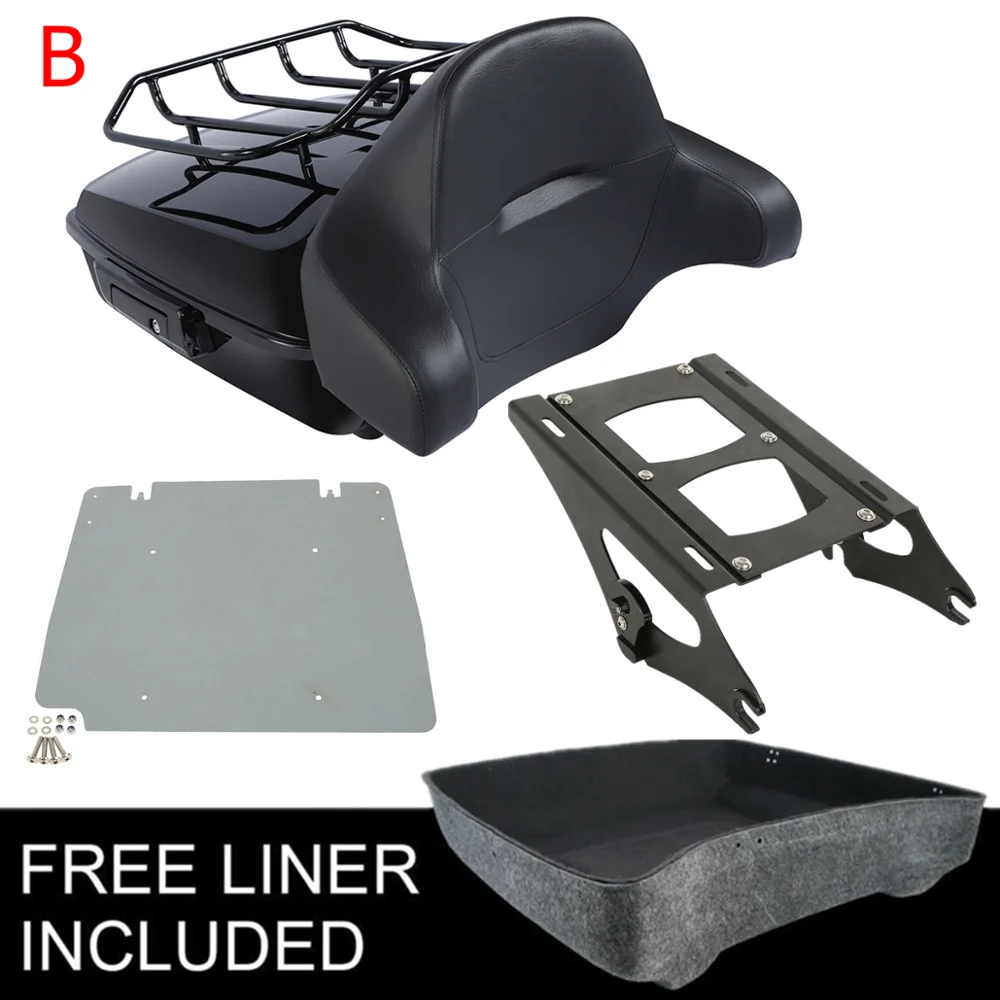 Motorcycle Chopped Trunk Backrest Rack For  Touring Road King Road Glide Street Glide 2014-2025