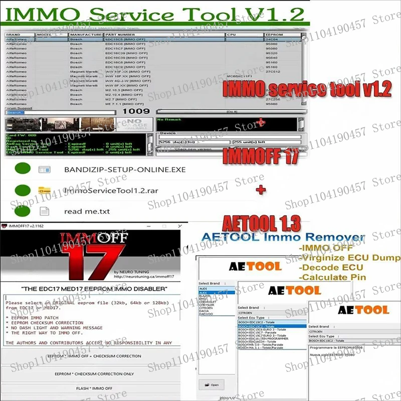 

IMMO OFF Newest IMMOFF17+IMMO SERVICE TOOL V1.2+AETOOL REMOVER V1.3 AETOO with keygen Immo Off Ecu Program softwarecars tools