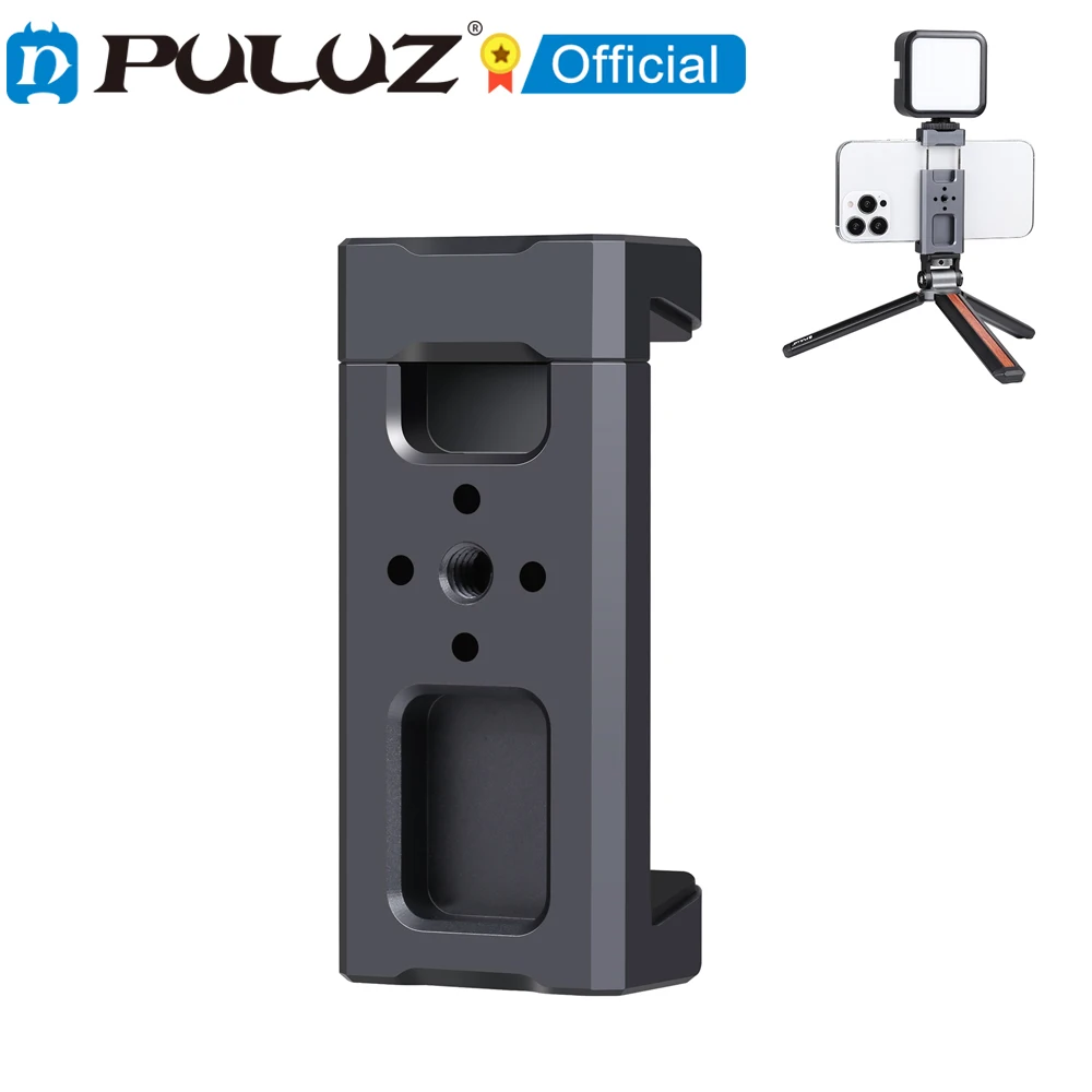 PULUZ Aluminum Alloy Cold Shoes Phone Clamp Holder Bracket & 1/4 Screw Hole for iPhone / Samsung / Huawei 6.5cm to 9cm Phones