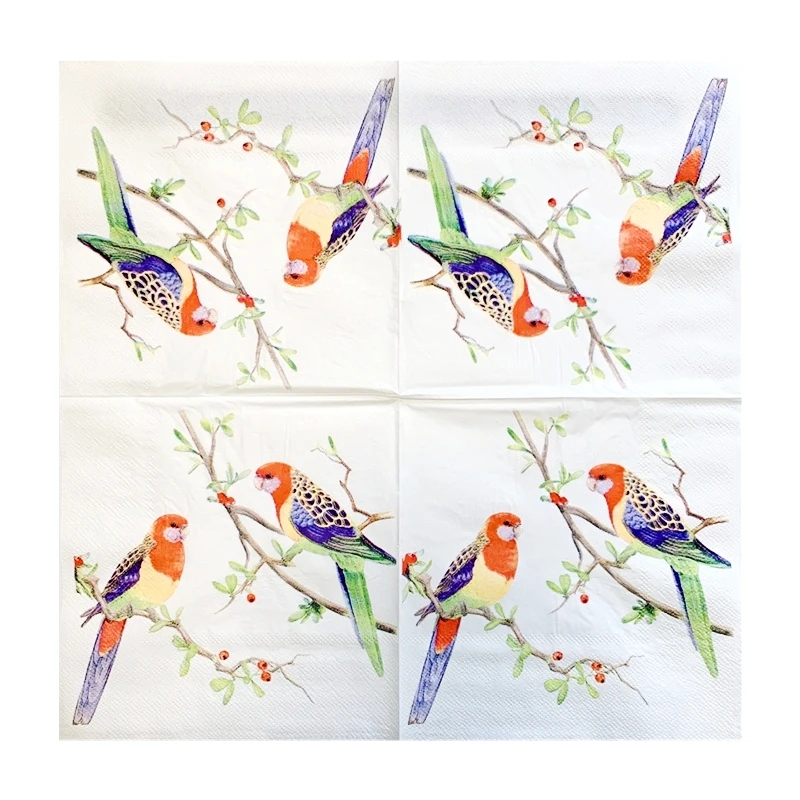 20Pcs/Pack Rose Birds Floral Table Decoupage Paper Napkins Flower Napkin Paper Tissue for Wedding Party Supplies Wholesale 4