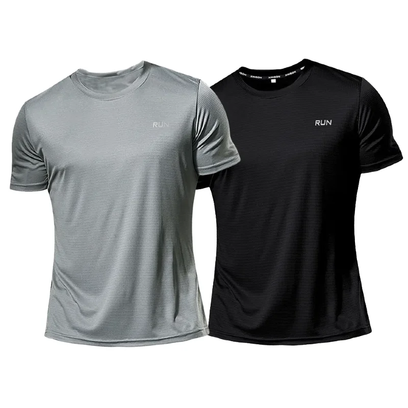 

Men's Summer Sports T-shirt Ice Silk Loose Quick-drying Fitness Half-sleeve Plus Size Top Casual Cool Breathable Short-sleeve