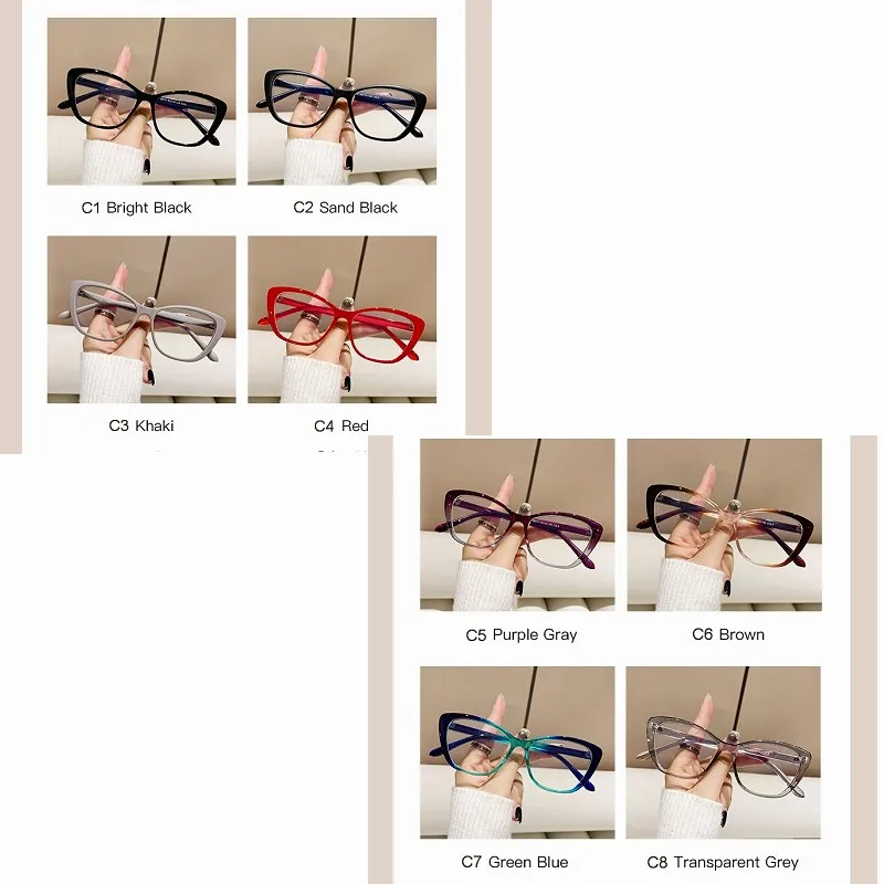 2024 TR Anti-blue Light Women Cat Eye Eyeglasses Frame Brand Designer Optical Retro Ins Glasses Frames Clear Glasses