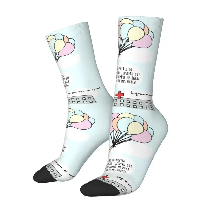 Kawaii Mens Enfermera En Apuros Doctor Nurse Medical Health Dress Socks Unisex Comfortable Warm 3D Printed Crew Socks