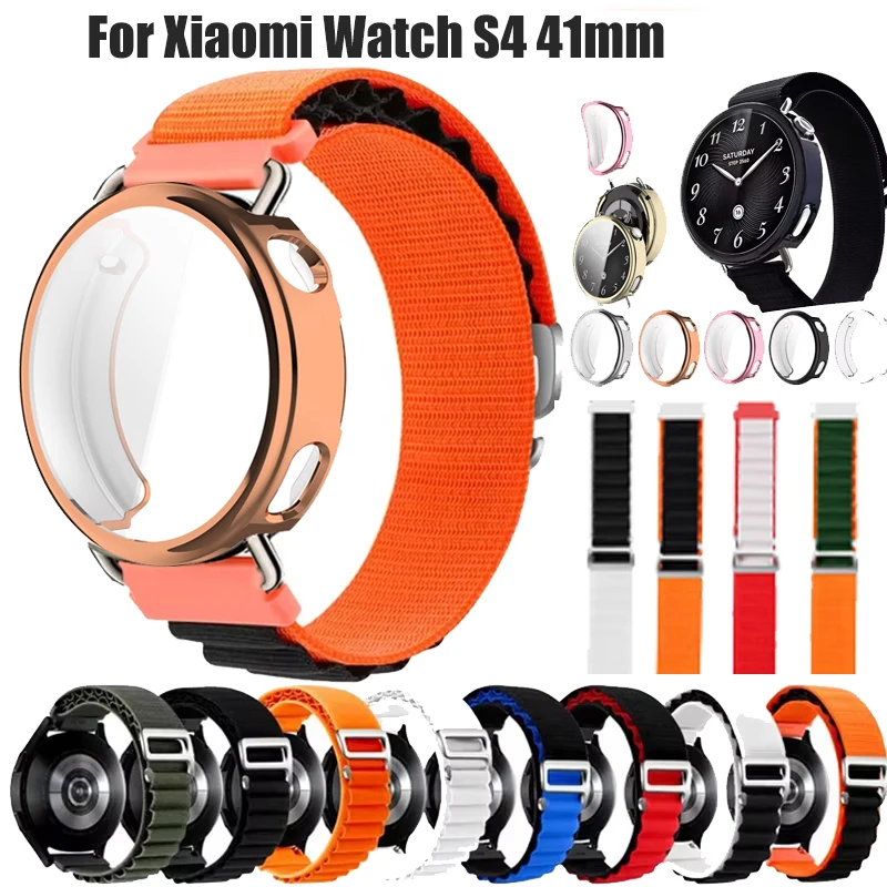Weiche TPU-Hülle + Alpine Loop für Xiaomi Watch S4 41mm Displayschutzfolie für Xiaomi Watch S4 41mm Armband Sportband