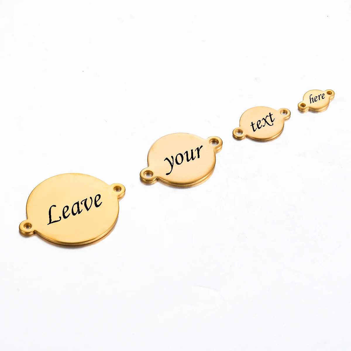 20pcs/lot Stainless Steel Customize logo Tags Charms Connectors for DIY Jewelry Making Personalized name logo free engraving