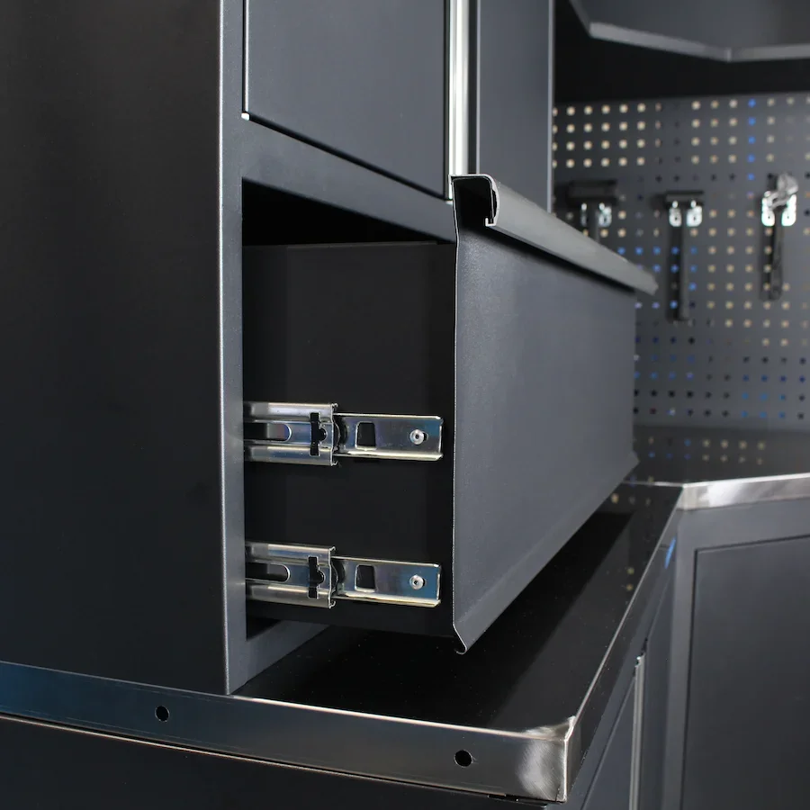 Garage Metall Eckkasten Kombination Werkzeugschrank Garage und Werkstatt Werkzeugkästen und Lagerschrank Stahlwerkbank