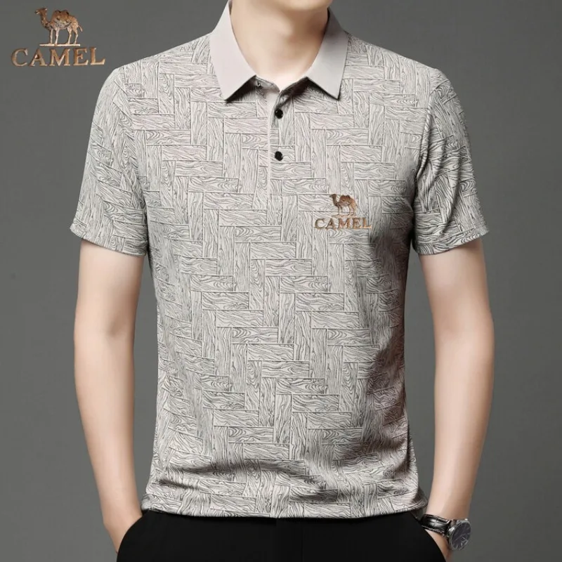 

2025 Camel Gold Label Summer New Style Men Middle-aged and Young Lapel Breathable Fashion Casual Short-Sleeve T-Shirt POLO Shirt