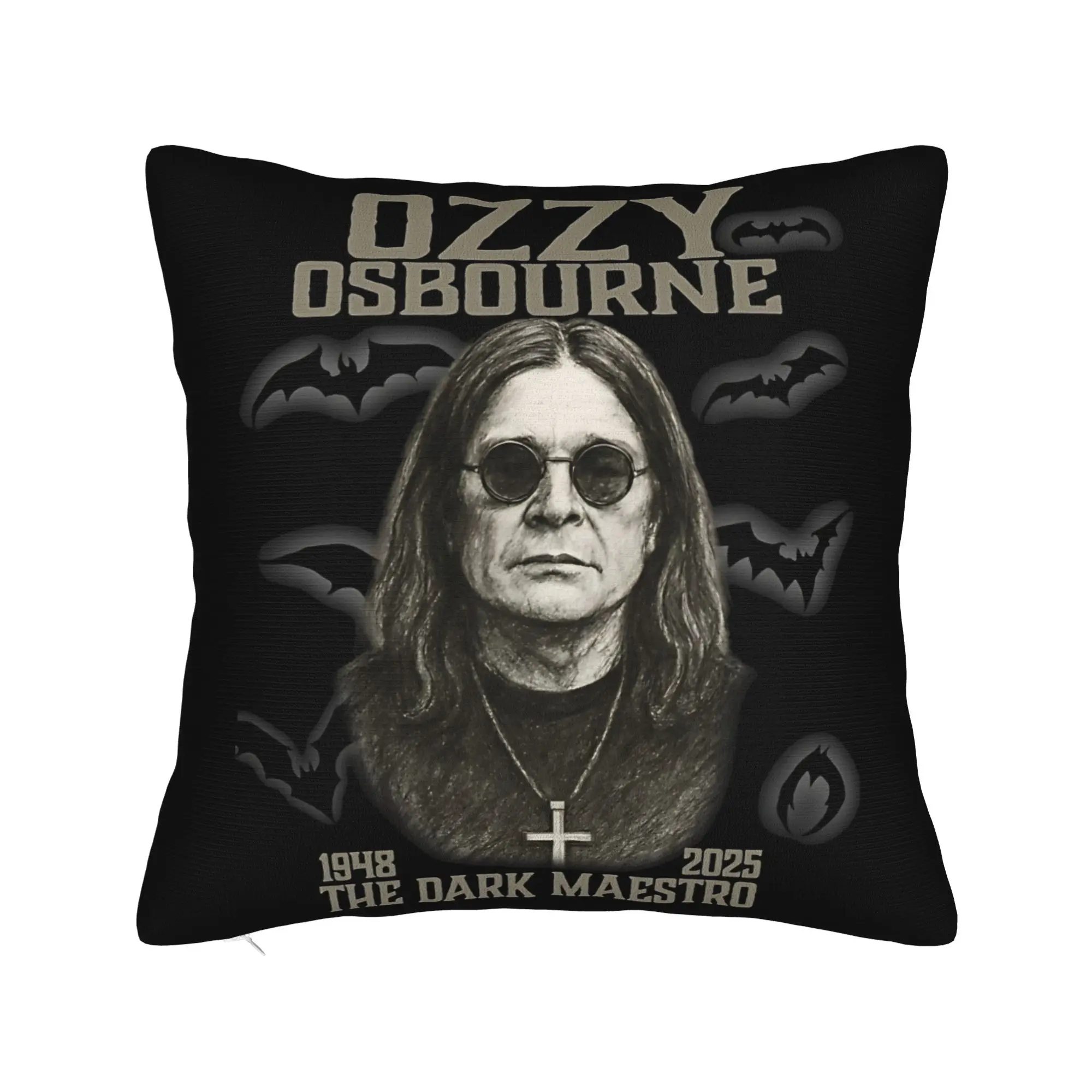 

Модная домашняя наволочка Ozzy Osbourne Rip 1948-2025, декор, чехол для подушки Merch Black Sabbaths Rock Band, наволочка на молнии, разные размеры