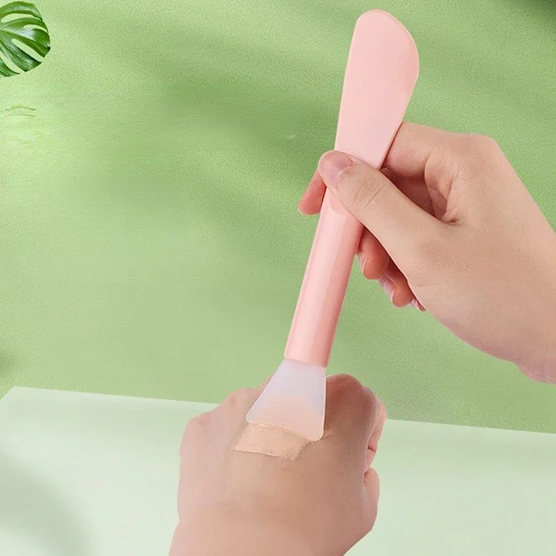 Silicone Facial Mask Brush Soft Head with Scraper Integrated Dual-use Mud Film Brush DIY Film Adjusting Beauty Tool  wholesale