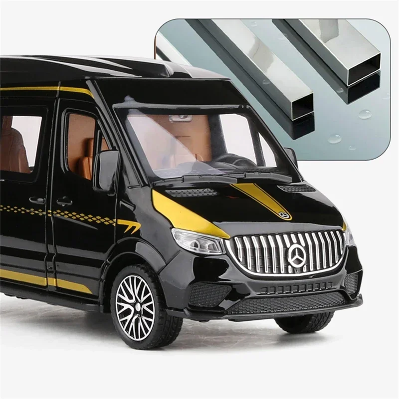 1:24 Sprinter MPV Van Spint RV Alloy Car Model Diecasts Metal Toy Car Simulation Sound And Light Boy Kids Toy Collectibles Gift