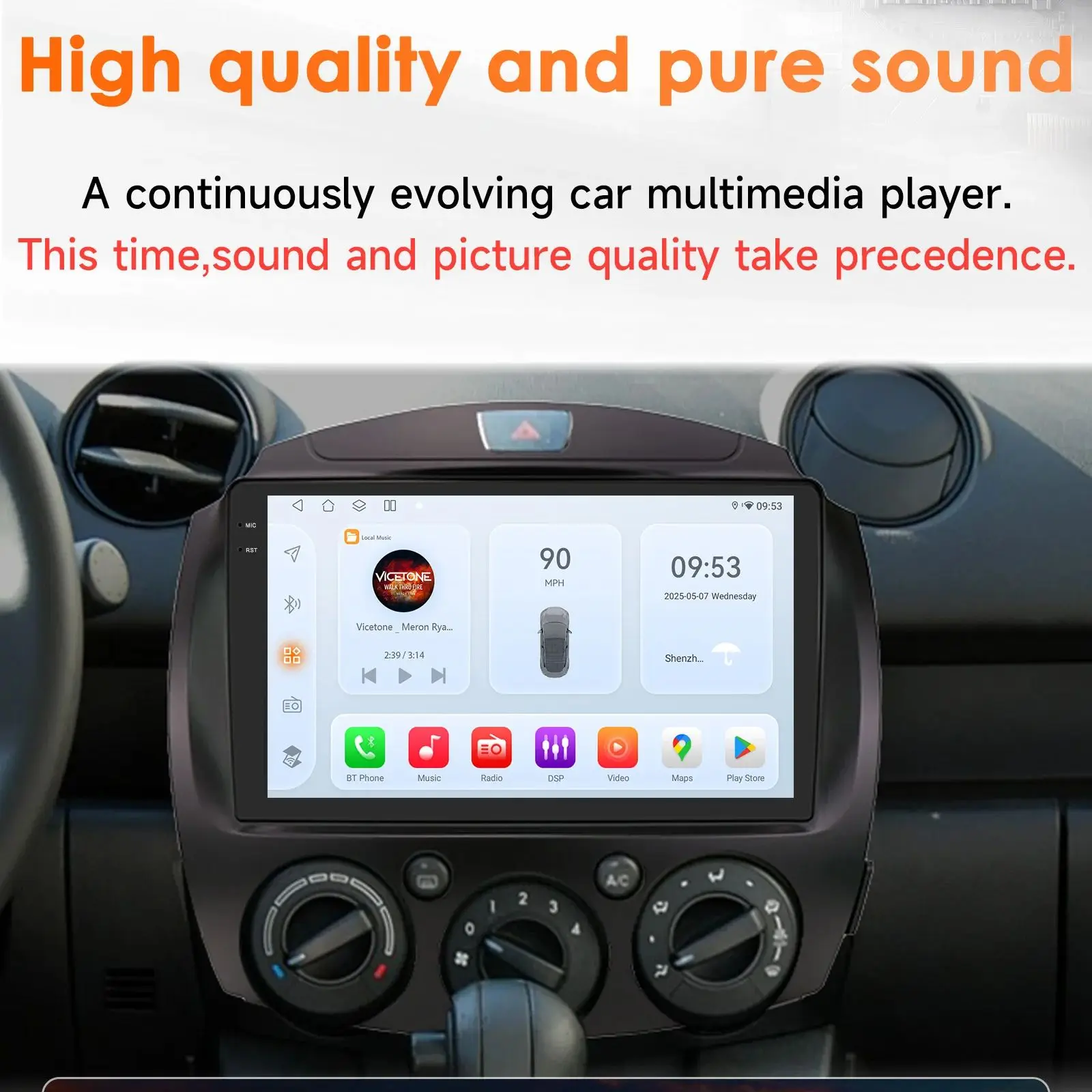 360 Camera 2Din Android 14 Autoradio Voor Mazda 2 2007 2008-2014 Auto Multimedia GPS 4G Carplay intelligente Scherm autoradio 6115 - afbeelding 2