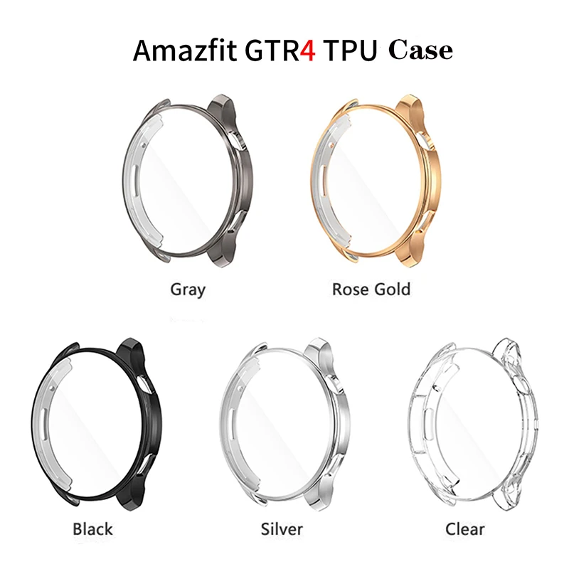 Electroplated Soft TPU Full Protection Cover Case For Huami Amazfit GTR 4 GTR4 Smart Watch Accessories Protective watch case