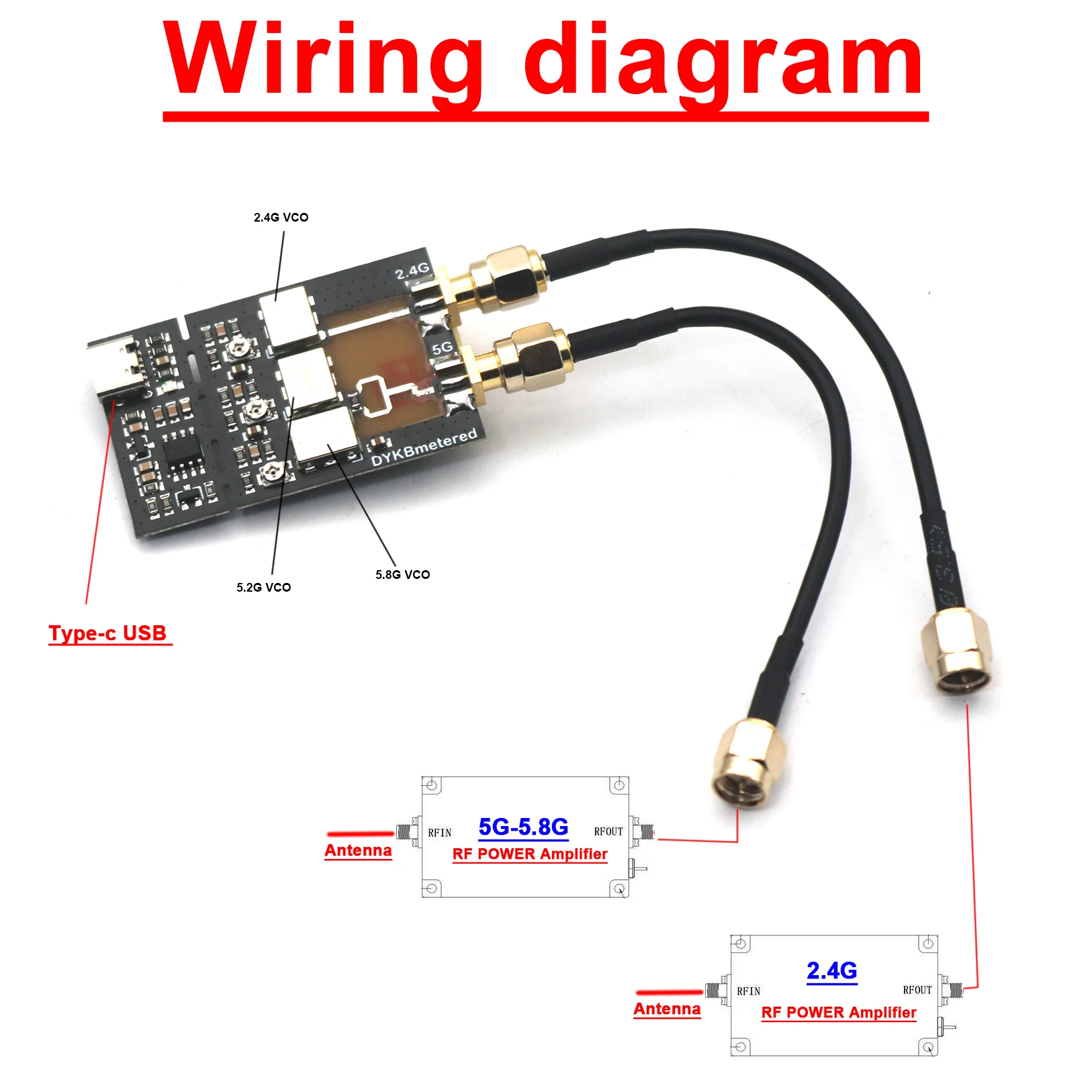 Imagem -02 - Usb Vco rf Gerador 2.4g 5.2g 5.8g Frequência para 2.4ghz 5.2ghz Amplificador de Potência rf Wifi bt Bluetooth Ham Radio 3in1