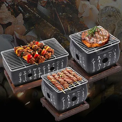 휴대용 바베큐 그릴, 한국 일본 음식, 탄소 난로, 숯불 요리 오븐, 가정용 야외 재사용 그릴 박스