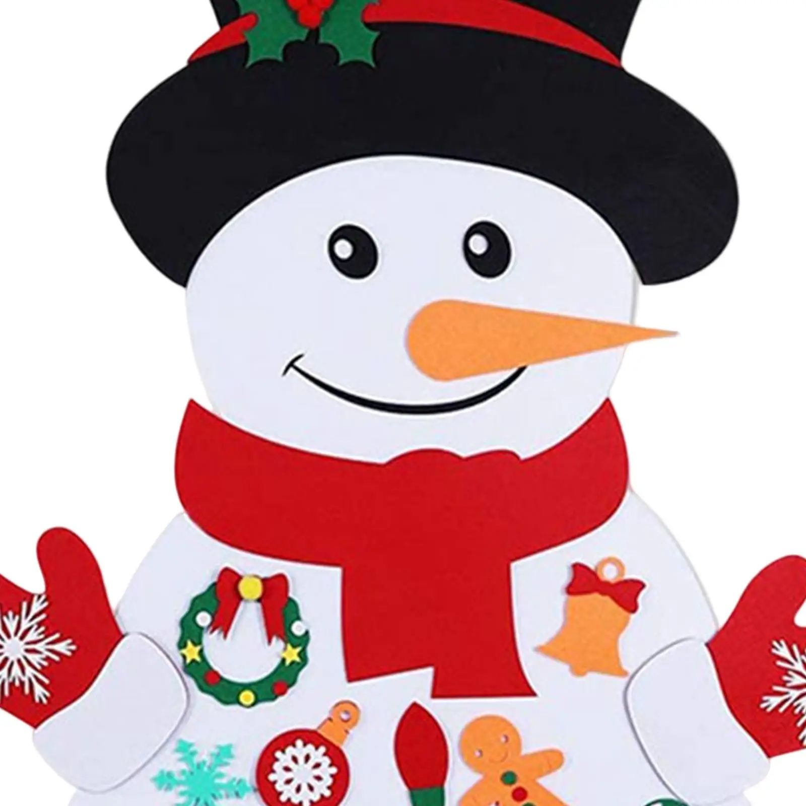 

DIY Felt Snowman Set Wall Hanging Detachable Ornaments, Kids Present Party Supplies, Xmas Home Decorations