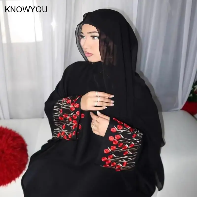 Djellaba Embroidery Open Dress Women Abaya Muslim Kimono Dresses Dubai Jalabiya Abayas Kaftan Islam Morocco Vestidos Kimono