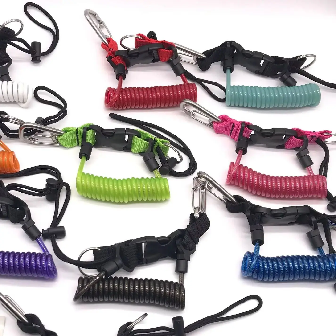 Diving Anti-lost Rope, Diving Accessories, Fishing Anti-lost Stainless Steel Wire, Spring String With Stainless Steel Buckle