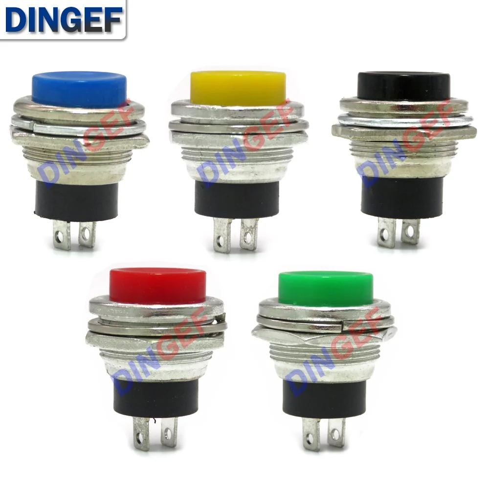 DS-212 16mm Round Momentary Switch SPST Self-reset Push Button Switch 3A125VAC/6A125VAC  Red Green Blue Yellow White Black