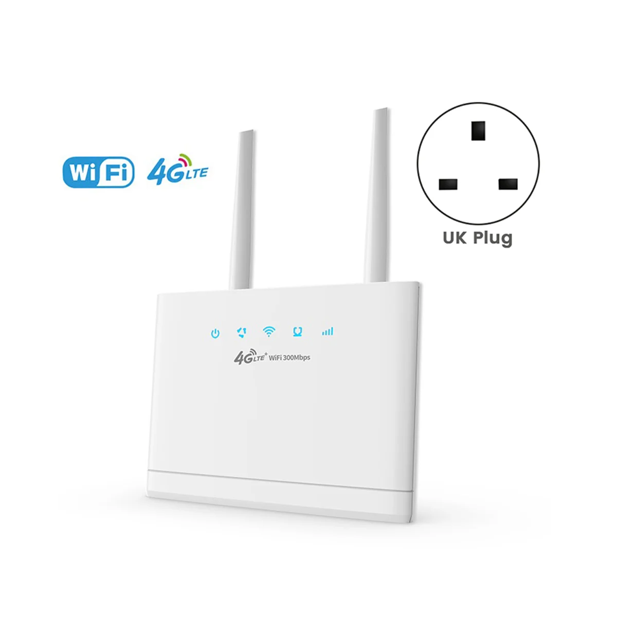 4G LTE Wifi Router SIM Card 300Mbps Wireless WiFi Router Home Hotspot Support 4G to LAN Port 16 WiFi Users-UK Plug