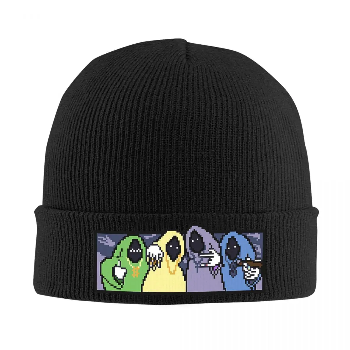 

Shadow Wizard Money Gang Pixel Art Warm Knitted Cap Hip Hop Bonnet Hat Autumn Winter Outdoor Beanies Hats for Unisex Adult