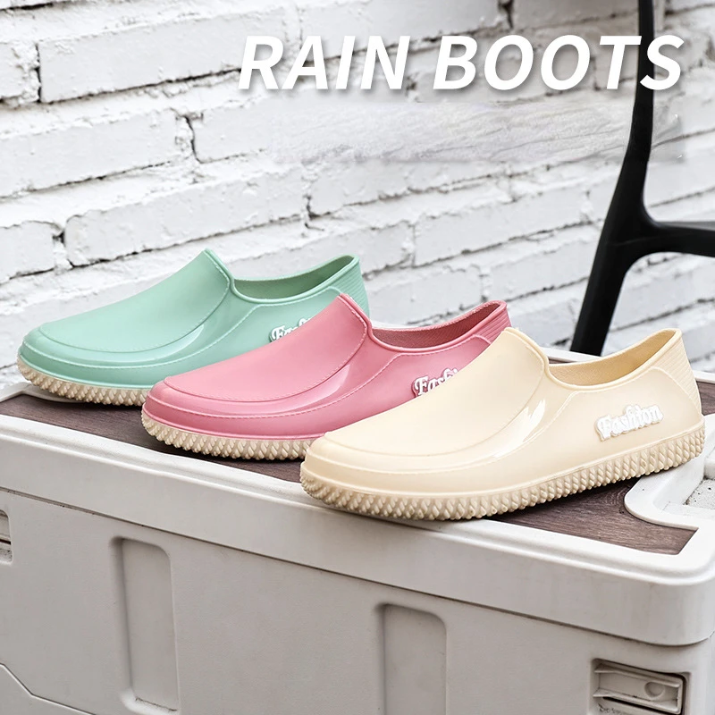 

Women Fashion Flat New Arrivals Heels Ankle Rain Boots Patchwork Floral PVC Rainboots Waterproof Woman Water Shoes 2023 Shoes