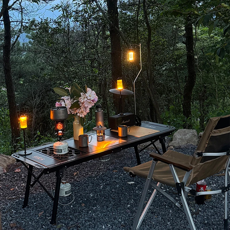 وحدة طاولة قابلة للطي وكرسي ألومنيوم خفيف الوزن محمول عالي التحمل للتخييم في الهواء الطلق واستخدام المطبخ